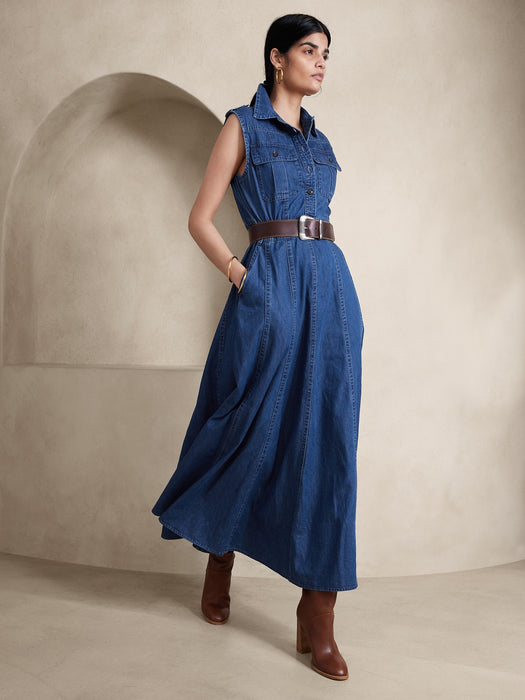 Petite Vivo Denim Maxi Dress