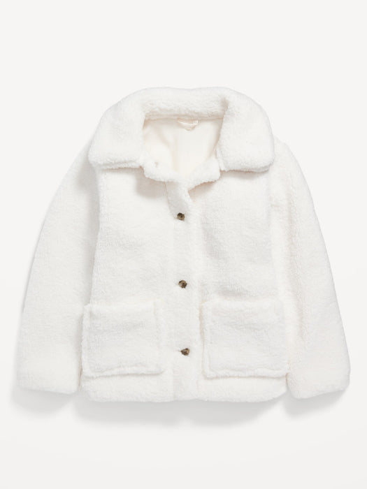 Cozy Sherpa Button-Front Jacket for Girls