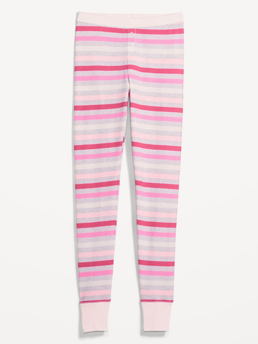 Matching Printed Thermal-Knit Pajama Leggings for Women - Pink