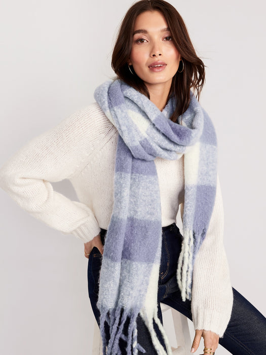 Cozy Soft-Brushed Patterned Scarf for Women - Purple