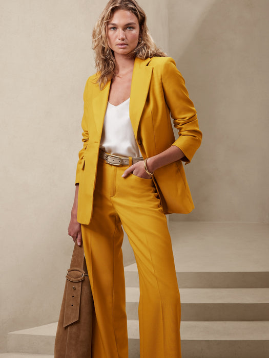 Lido Sculpted Wool Blazer - Yellow Gingko Leaf