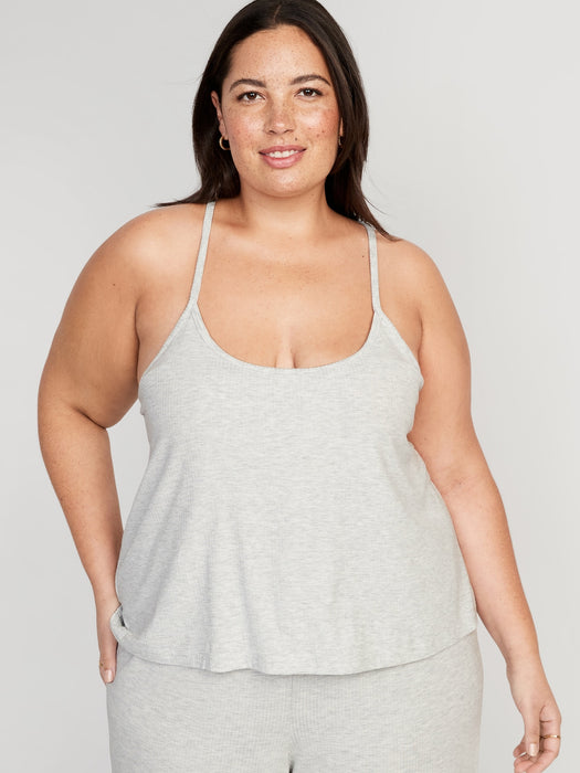 Sunday Sleep Rib-Knit Cami Top for Women - Gray