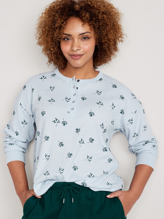 Thermal Henley Pajama Top for Women - Multi