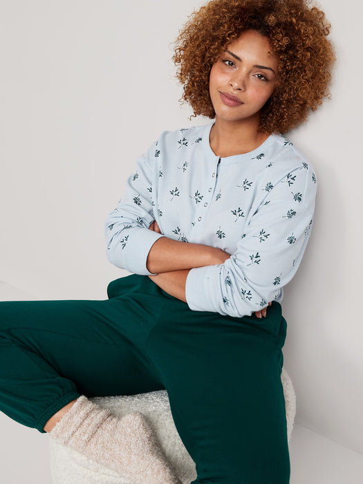 Thermal Henley Pajama Top for Women - Multi