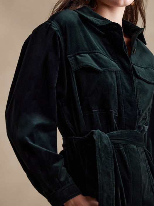 Lia Velvet Jumpsuit - GALACTIC GREEN