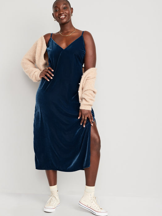 Velvet Midi Slip Dress for Women