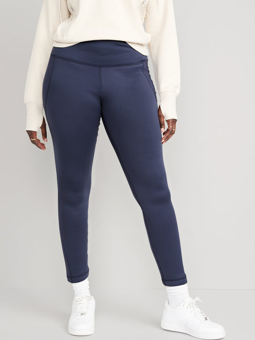 High-Waisted UltraCoze Fleece-Lined Leggings for Women - Blue