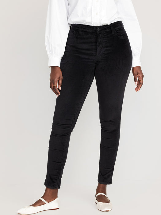High-Waisted Rockstar Super-Skinny Velvet Pants for Women - Black