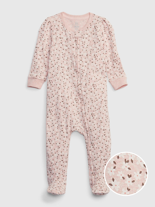babyGap 100% Organic Cotton Printed PJ One-Piece - pink heather