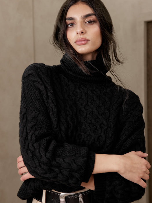 Devon Merino Turtleneck Sweater - Black