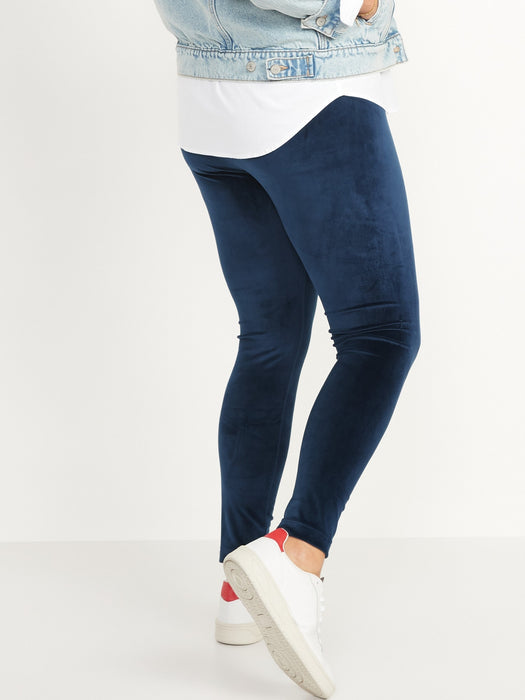High-Waisted Velour Ankle Leggings For Women