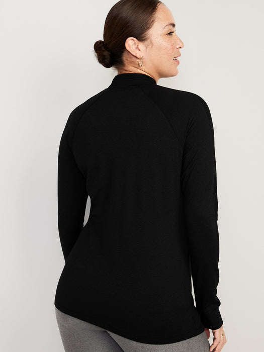 Maternity CozeCore Rib-Paneled Mock-Neck Top for Women