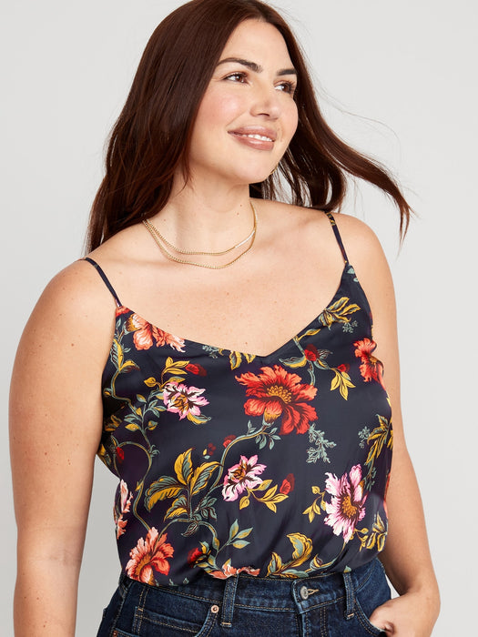 V-Neck Satin Cami Top for Women