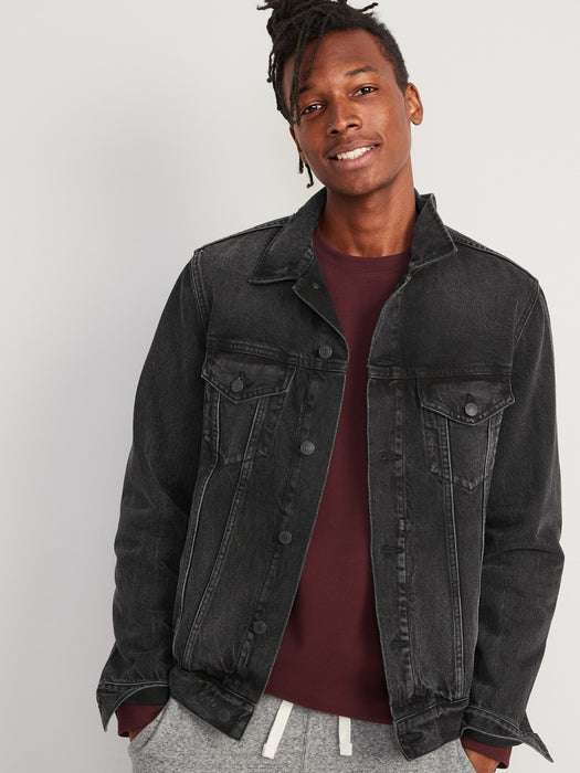 Black Non-Stretch Jean Jacket for Men