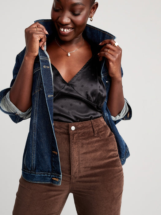 Higher High-Waisted Cropped Velvet Flare Pants for Women