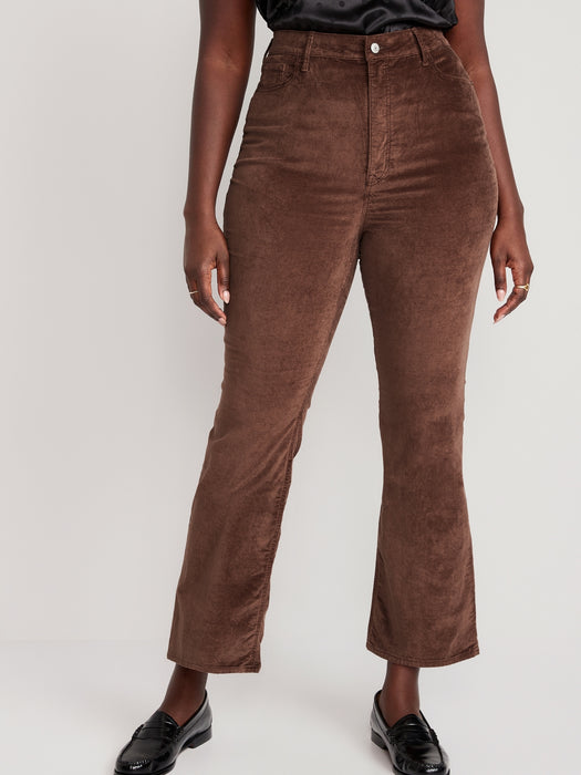 Higher High-Waisted Cropped Velvet Flare Pants for Women