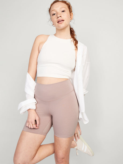 Extra High-Waisted PowerChill Hidden-Pocket Biker Shorts for Women -- 6-inch inseam