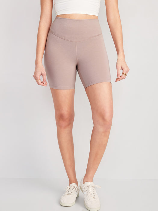 Extra High-Waisted PowerChill Hidden-Pocket Biker Shorts for Women -- 6-inch inseam